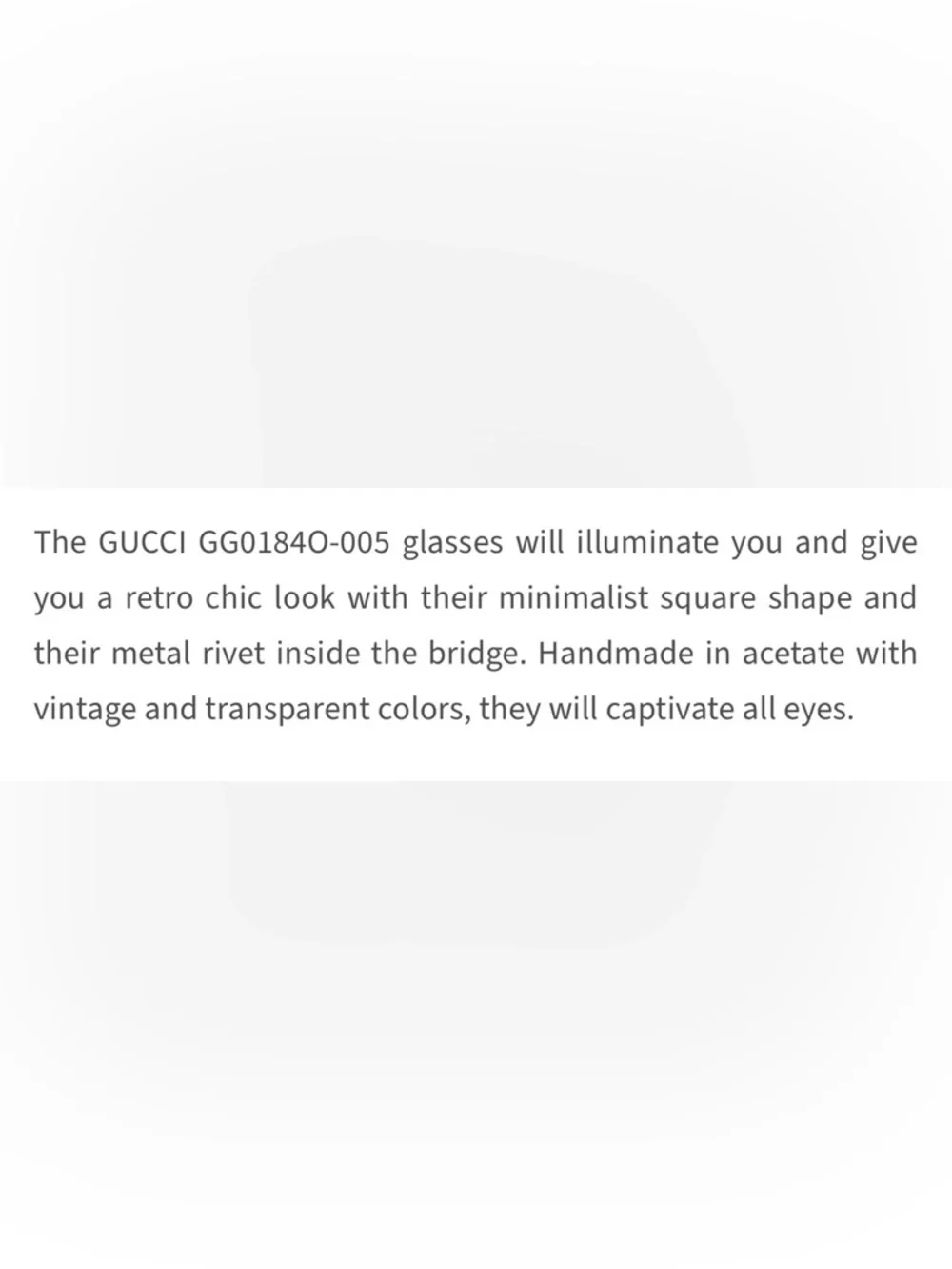 Gucci GG1084O-005 Clear Gray Acetate Frame Glasses Guaranteed Authentic w/Case